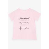 BREEZE Kız Çocuk Tişört Taşlı Yazı Baskılı 8-14 Yaş, Pembe