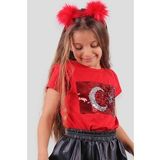 Breeze Kiz Çocuk Tişört Türk Bayraklı 4-14 Yaş, Kırmızı