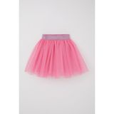 Breeze Kız Çocuk Tütü Etek Simli Beli Lastikli 5-10 Yaş, Pembe - 9 Yaş