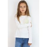 Breeze Kız Çocuk Uzun Kollu Bluz Çiçek Aksesuarlı 8-14 Yaş, Ekru - 10 Yaş