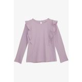 Breeze Kız Çocuk Uzun Kollu Bluz Fırfırlı 4-8 Yaş, Açık Lila