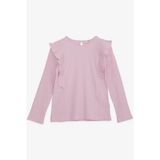 Breeze Kız Çocuk Uzun Kollu Bluz Fırfırlı 4-8 Yaş, Pembe - 4 Yaş
