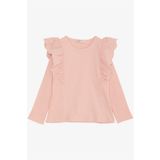 Breeze Kız Çocuk Uzun Kollu Bluz Güpür Çiçek Nakışlı 3-7 Yaş, Pembe