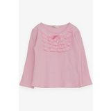 Breeze Kız Çocuk Uzun Kollu Bluz Güpürlü Fiyonklu 3-8 Yaş, Pembe