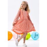 Breeze Kız Çocuk Uzun Kollu Elbise Dantelli Fiyonklu 2-6 Yaş, Somon - 2 Yaş