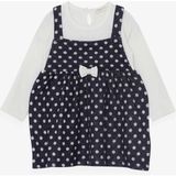 Breeze Kız Çocuk Uzun Kollu Elbise Fiyonklu Puantiye Desenli Koyu Mavi (1.5-5 Yaş) - 4 Yaş