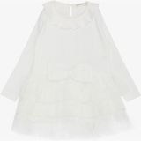 Breeze Kız Çocuk Uzun Kollu Elbise Kat Kat Tüllü Fiyonklu 1.5-5 Yaş, Beyaz - 1,5 Yaş