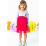 Breeze Kız Çocuk Uzun Kollu Elbise Kedicik Nakışlı 1.5-5 Yaş, Gri Melanj - 1,5 Yaş