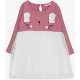 Breeze Kız Çocuk Uzun Kollu Elbise Kedicik Nakışlı 1.5-5 Yaş, Gülkurusu - 2 Yaş