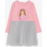 Breeze Kız Çocuk Uzun Kollu Elbise Pullu Kız Baskılı 1.5-5 Yaş, Pembe - 2 Yaş