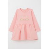 Breeze Kız Çocuk Uzun Kollu Elbise Renkli Çiçek Nakışlı 1.5-5 Yaş, Pembe - 2 Yaş