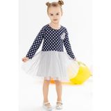 Breeze Kız Çocuk Uzun Kollu Elbise Tüllü Fiyonklu 1.5-5 Yaş, Lacivert - 2 Yaş