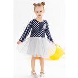 Breeze Kız Çocuk Uzun Kollu Elbise Tüllü Fiyonklu 1.5-5 Yaş, Lacivert