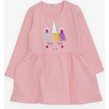 Breeze Kız Çocuk Uzun Kollu Elbise Tüllü Unicorn Nakışlı 1.5-5 Yaş, Pembe - 1,5 Yaş