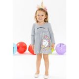 Breeze Kız Çocuk Uzun Kollu Elbise Unicorn 2-6 Yaş, Gri Melanj - 2 Yaş
