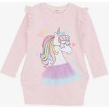 Breeze Kız Çocuk Uzun Kollu Elbise Unicorn Baskılı 1.5-5 Yaş, Somon Melanj - 2 Yaş