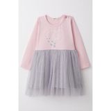 Breeze Kız Çocuk Uzun Kollu Elbise Yazı Baskılı Kalpli 1.5-5 Yaş, Pembe - 3 Yaş