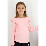 Breeze Kız Çocuk Uzun Kollu Tişört Basic Güpürlü 3-8 Yaş, Pembe - 3 Yaş