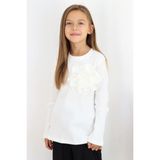 Breeze Kız Çocuk Uzun Kollu Tişört Gül Aksesuarlı 8-14 Yaş, Ekru - 10 Yaş