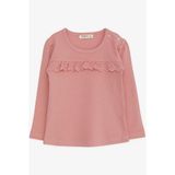 Breeze Kız Çocuk Uzun Kollu Tişört Güpürlü 1-4 Yaş, Gülkurusu - 1 Yaş