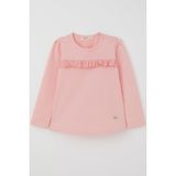 Breeze Kız Çocuk Uzun Kollu Tişört Güpürlü 1-4 Yaş, Pembe - 1 Yaş