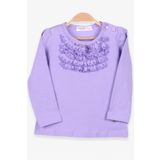 Breeze Kız Çocuk Uzun Kollu Tişört Güpürlü Fiyonklu 6 Ay-8 Yaş, Lila