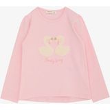 Breeze Kız Çocuk Uzun Kollu Tişört Kabartma Nakışlı Kuğu Baskılı 2-6 Yaş, Pembe - 2 Yaş
