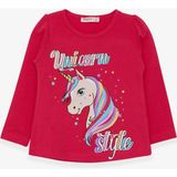 Breeze Kız Çocuk Uzun Kollu Tişört Unicorn 2-6 Yaş, Fuşya - 2 Yaş