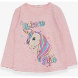 Breeze Kız Çocuk Uzun Kollu Tişört Unicorn 2-6 Yaş, Somon Melanj - 2 Yaş