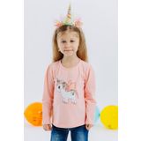 BREEZE Kız Çocuk Uzun Kollu Tişört Unicorn Baskılı 1-4 Yaş, Somon