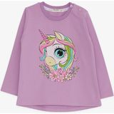 Breeze Kız Çocuk Uzun Kollu Tişört Unicorn Baskılı 1.5-5 Yaş, Lila - 3 Yaş