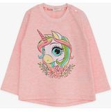 Breeze Kız Çocuk Uzun Kollu Tişört Unicorn Baskılı 1.5-5 Yaş, Somon Melanj - 1,5 Yaş