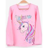 Breeze Kız Çocuk Uzun Kollu Tişört Unicorn Pudra (2-6 Yaş) - 2 Yaş