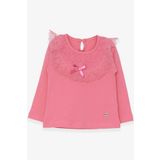 Breeze Mercan 1.5-5 Yaş Fiyonklu Güpürlü Kız Çocuk Uzun Kollu T-shirt