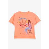 Breeze Neon Turuncu 9-16 Yaş Kalpli Simli Baskılı Kız Çocuk T-shirt