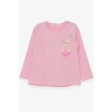Breeze Pudra 1.5-5 Yaş Uzun Kollu Cepli Tavşancık Baskılı Kız Çocuk T-shirt