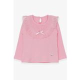 Breeze Pudra 1.5-5 Yaş Uzun Kollu Fiyonklu Güpürlü Kız Çocuk T-shirt