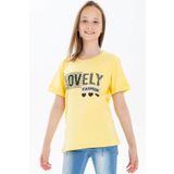Breeze Sarı 9-16 Yaş Yazı Baskılı Kız Çocuk T-shirt