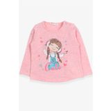 Breeze Somon Melanj 1-4 Yaş Sevimli Baskılı Kız Çocuk Uzun Kollu T-shirt