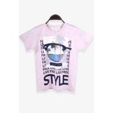 Breeze Tatil Temalı Bej Melanj 8-14 Yaş Erkek Çocuk T-shirt