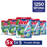 Bref Power Aktiv Katı Tuvalet Bloğu 5 Adet Çam Tekli (5'li Set)