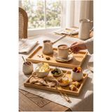 Brellint 2'li Bambu Ahşap Sunum ve Dekoratif Organizer Tepsi Seti 35X25 Cm, 30X20 Cm