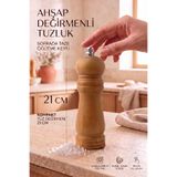 Brellint Bambu Gövdeli Komple Ahşap Tuz Karabiber Değirmeni Baharat Öğütücüsü 21Cm