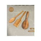 Bremen Home 3lü Ahşap Set, Tahta Servis Pilav Kaşığı Spatula