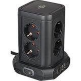 Brennenstuhl 4 x USB 8 Soketli Kablolu Kule Tipi Siyah Priz Ayırıcı