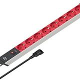 Brennenstuhl Alu-Line Serisi 19" Server Kasası Uyumlu Uzatma Kablosu 8 Soketli 2 Metre 10 Amper Devre Kesicili Dişi Priz