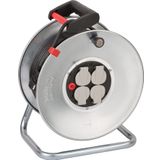 Brennenstuhl GARANT S 4 İhraç makarası (50 m – Çelik Sac, iç mekanlarda kullanım, Made in Germany) Gümüş