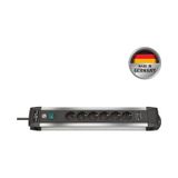 Brennenstuhl Premium Alu Line Serisi 6 Soketli 2 x USB 3 m Siyah Gri Priz Uzatma Kablosu