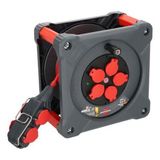 Brennenstuhl Professional Serisi 4 Soketli IP44 Lisanslı 33+5 Metre Isınma Şalterli Makaralı Seyyar Uzatma Kablo H07BQ-F3G2.5 (Siyah-Kırmızı)