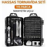 Brentino 115 Parça Manyetik Uçlu Hassas Tornavida Seti Telefon Laptop Saat Gözlük Tamir Kiti Kutulu - Siyah - Beyaz